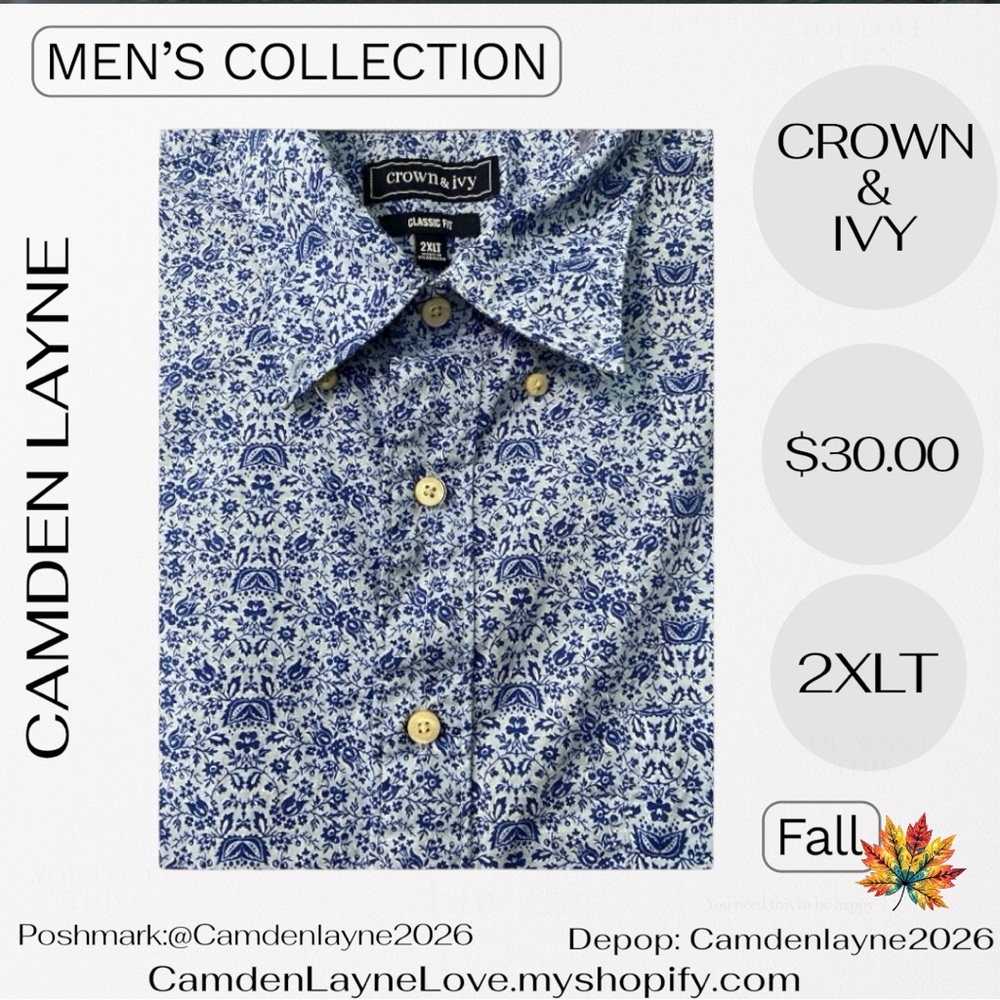 Crown & Ivy Light Blue Floral Patterned Shirt - Picture 4 of 7